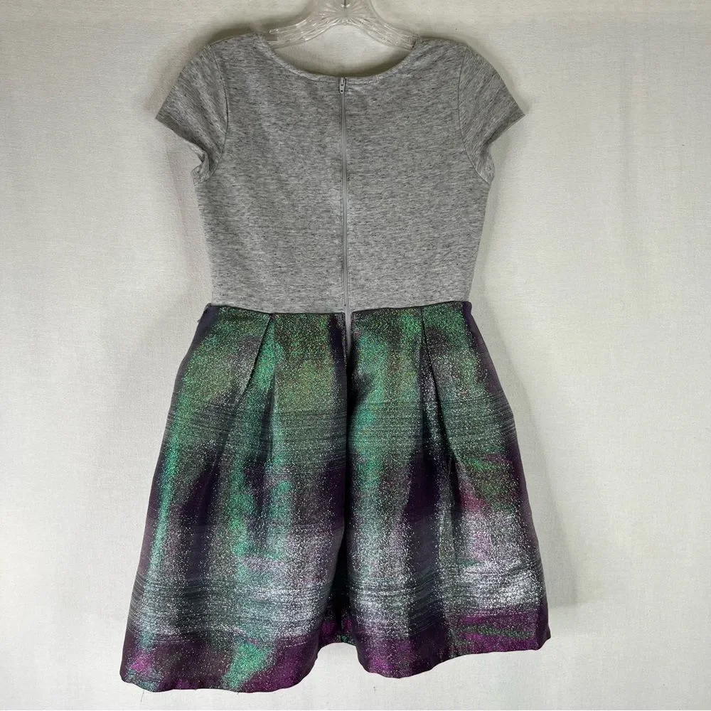 Justice Dress Girls Gray Green Purple Metallic Mermaid Short Sleeve 14